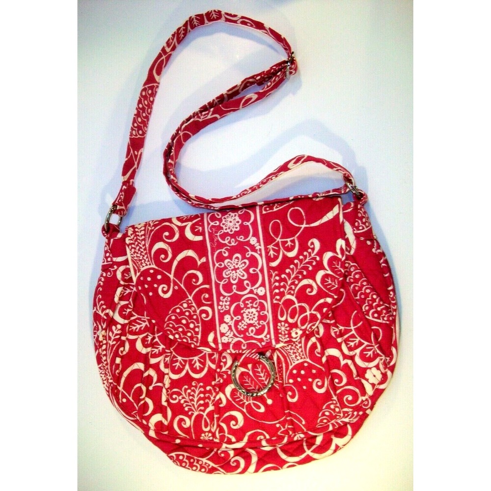 Vera Bradley Saddle Up Shoulder Bag Purse, Pink Twirly Birds, Quilted